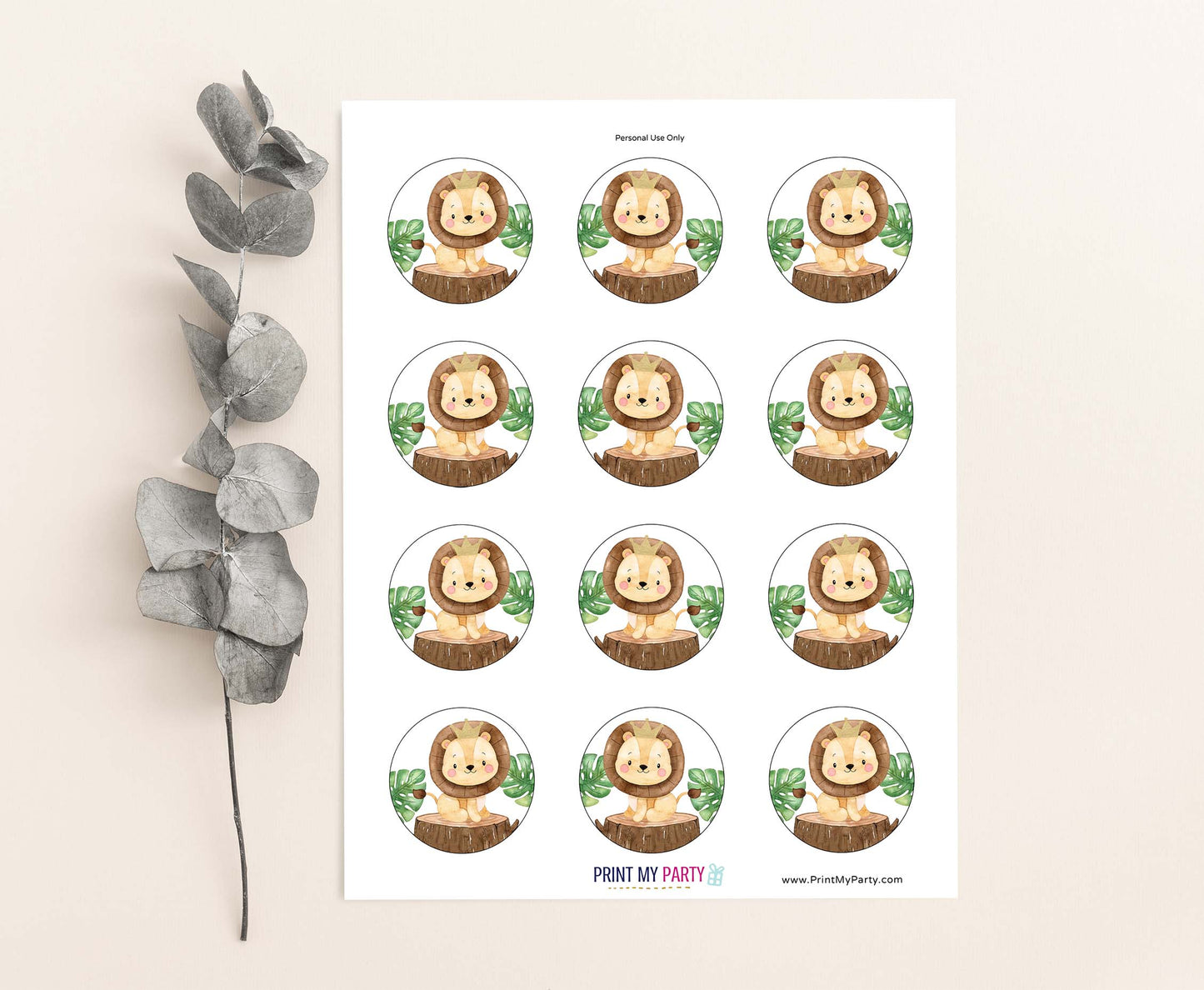 Lion Cupcake Toppers | Safari Themed Party Decorations - 35E