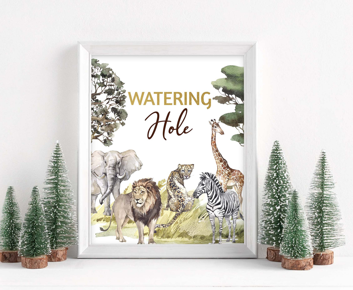 Safari Watering Hole table sign | Jungle Themed Party Table Decorations - 35I