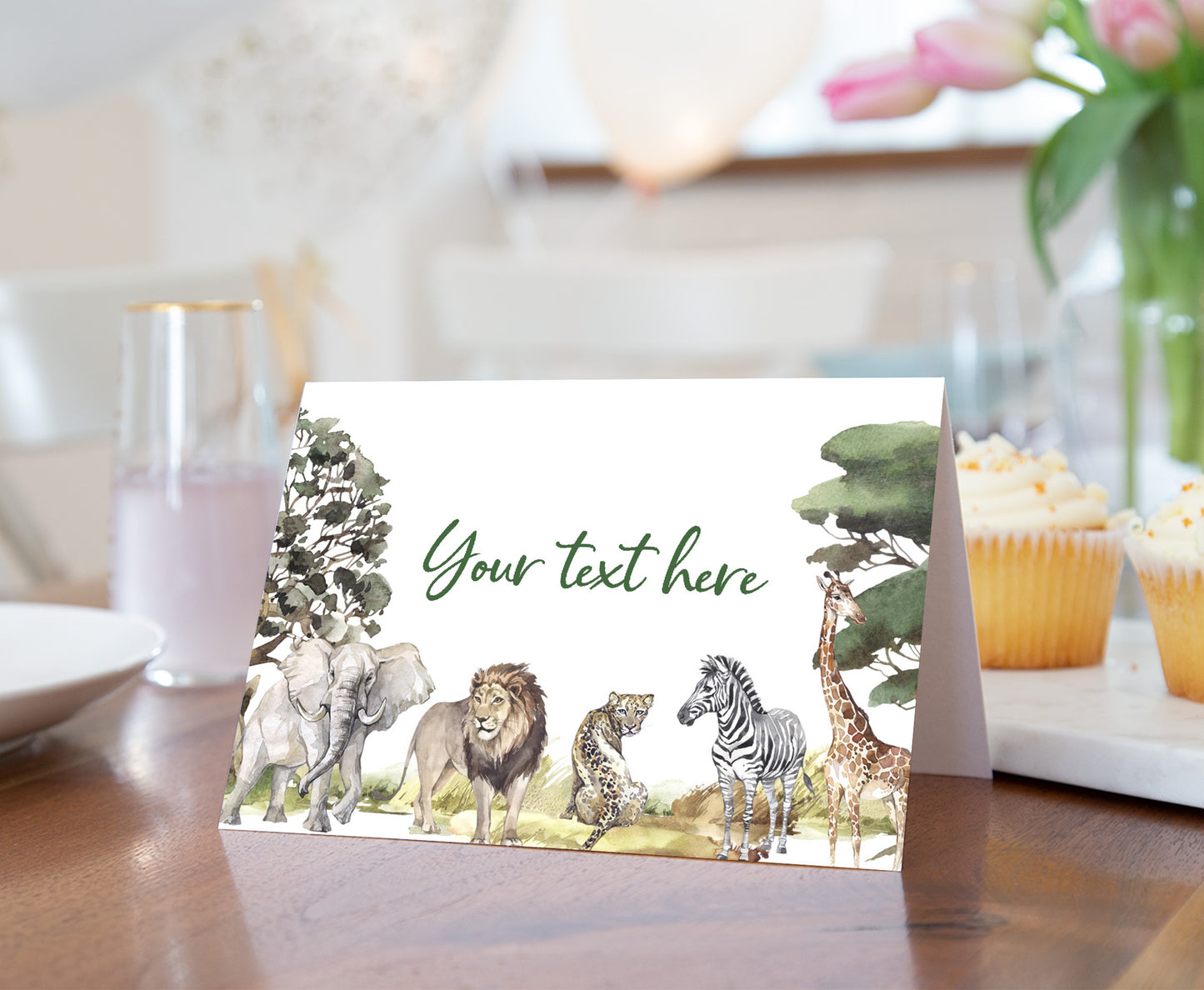 EDITABLE Safari Animals Place Cards |  Jungle Party Food Labels - 35I