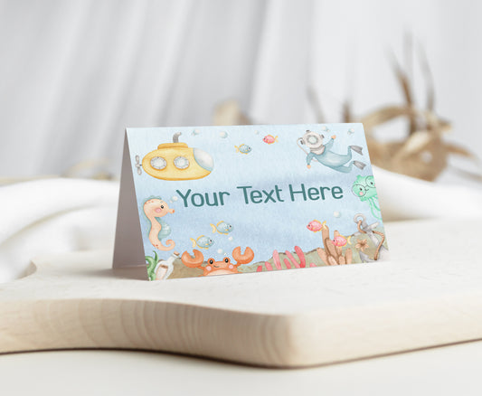 Editable Under The Sea Place Cards | Ocean Theme Party Decorations - 44A