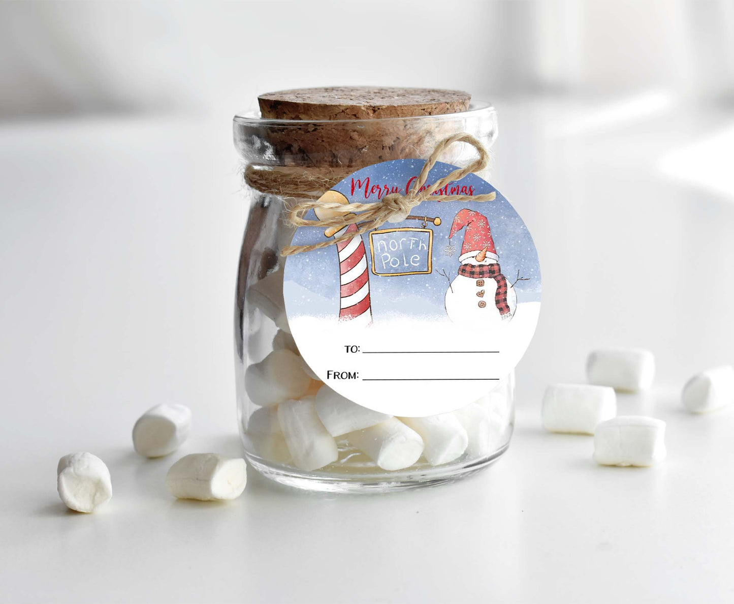 Snowman North Pole Tags 2"x2" | Mery Christmas Gift Tags- 112