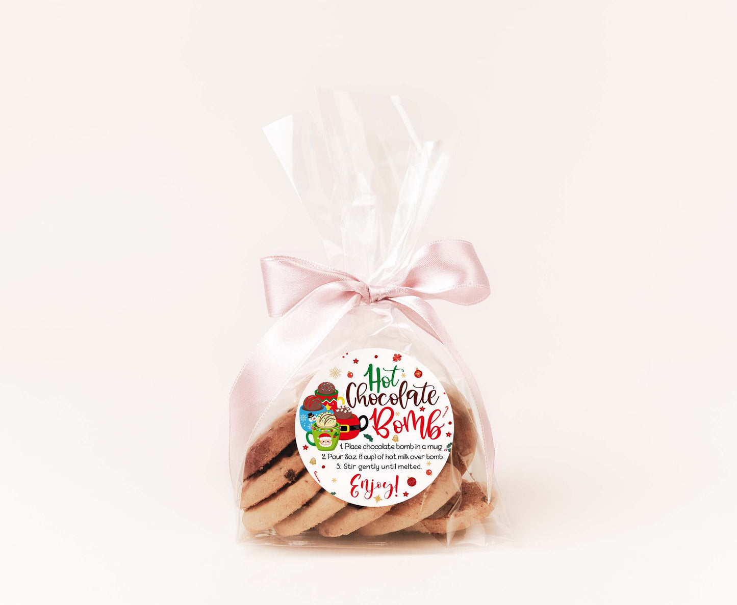 Hot Chocolate Bomb Instructions Tags 2"x2" | Christmas Hot Cocoa Bomb Gift Tags - 112