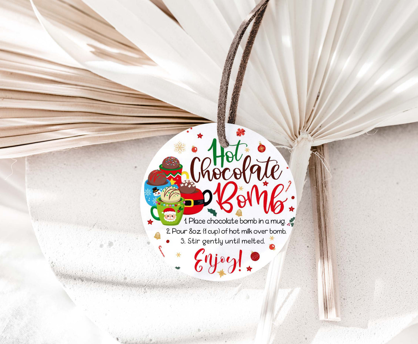 Hot Chocolate Bomb Instructions Tags 2"x2" | Christmas Hot Cocoa Bomb Gift Tags - 112