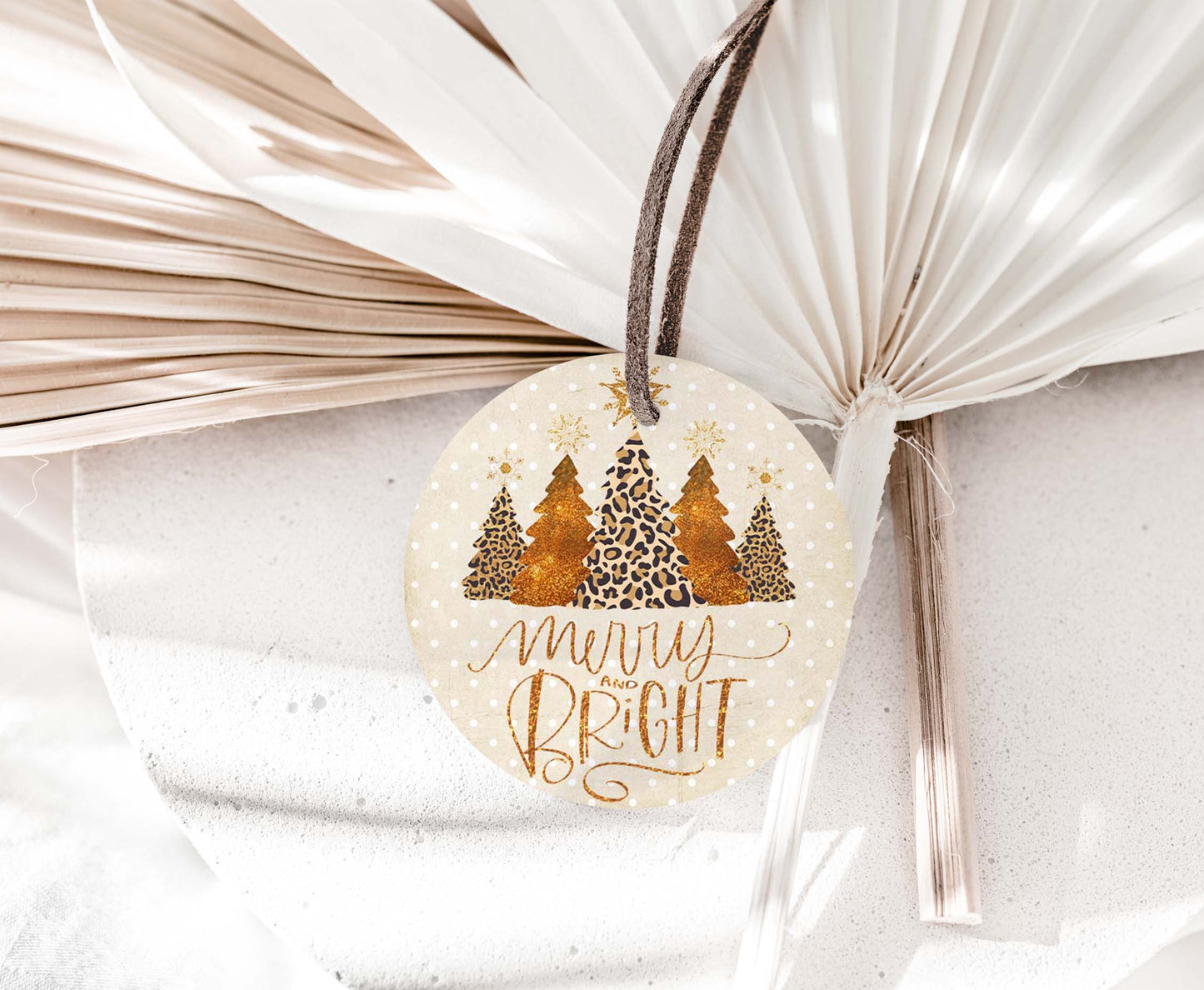 Merry and Bright tags 2"x2" | Christmas Pine Tree Tags - 112