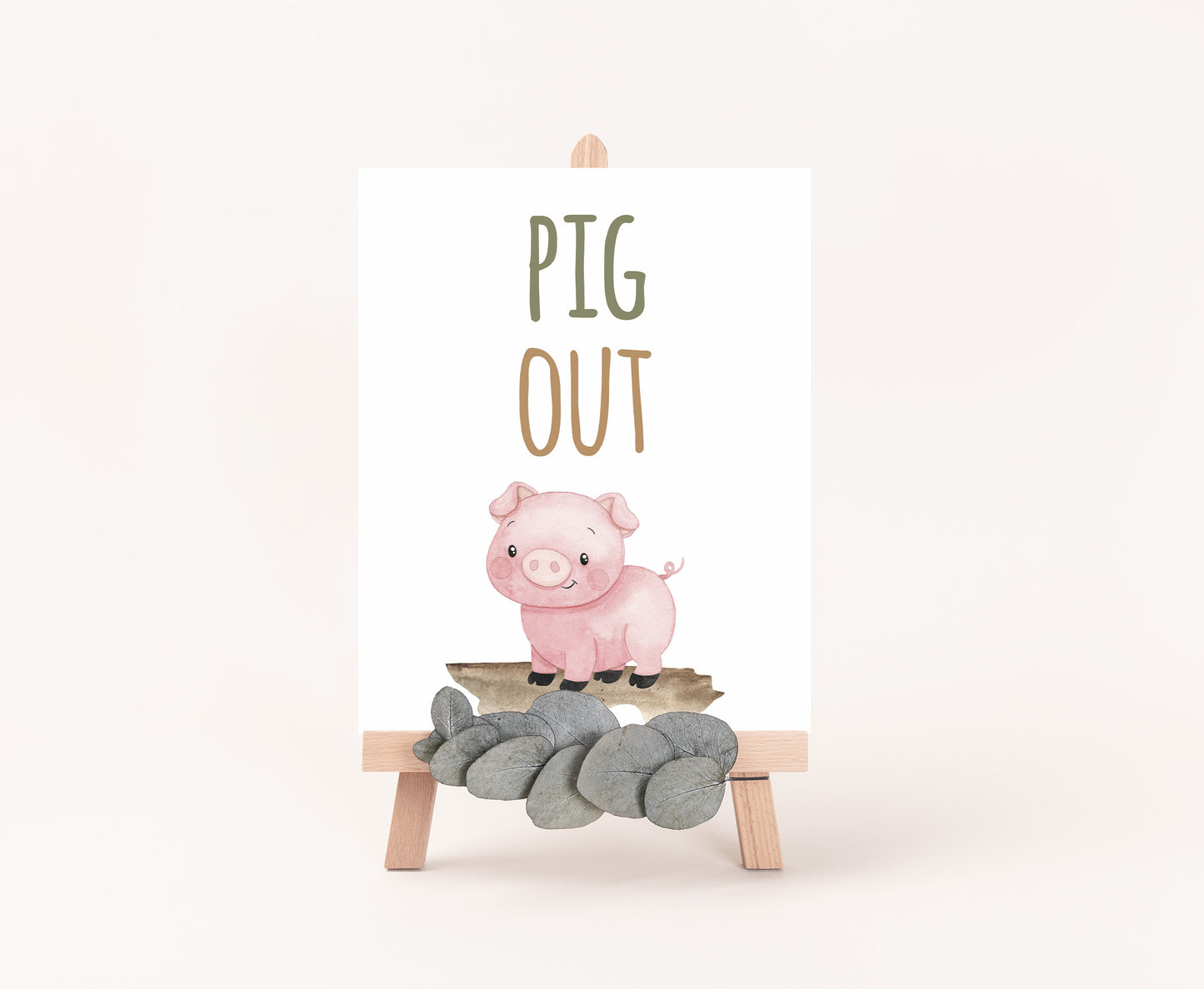Pig Out Sign Printable | Farm Party Table Decoration - 11E
