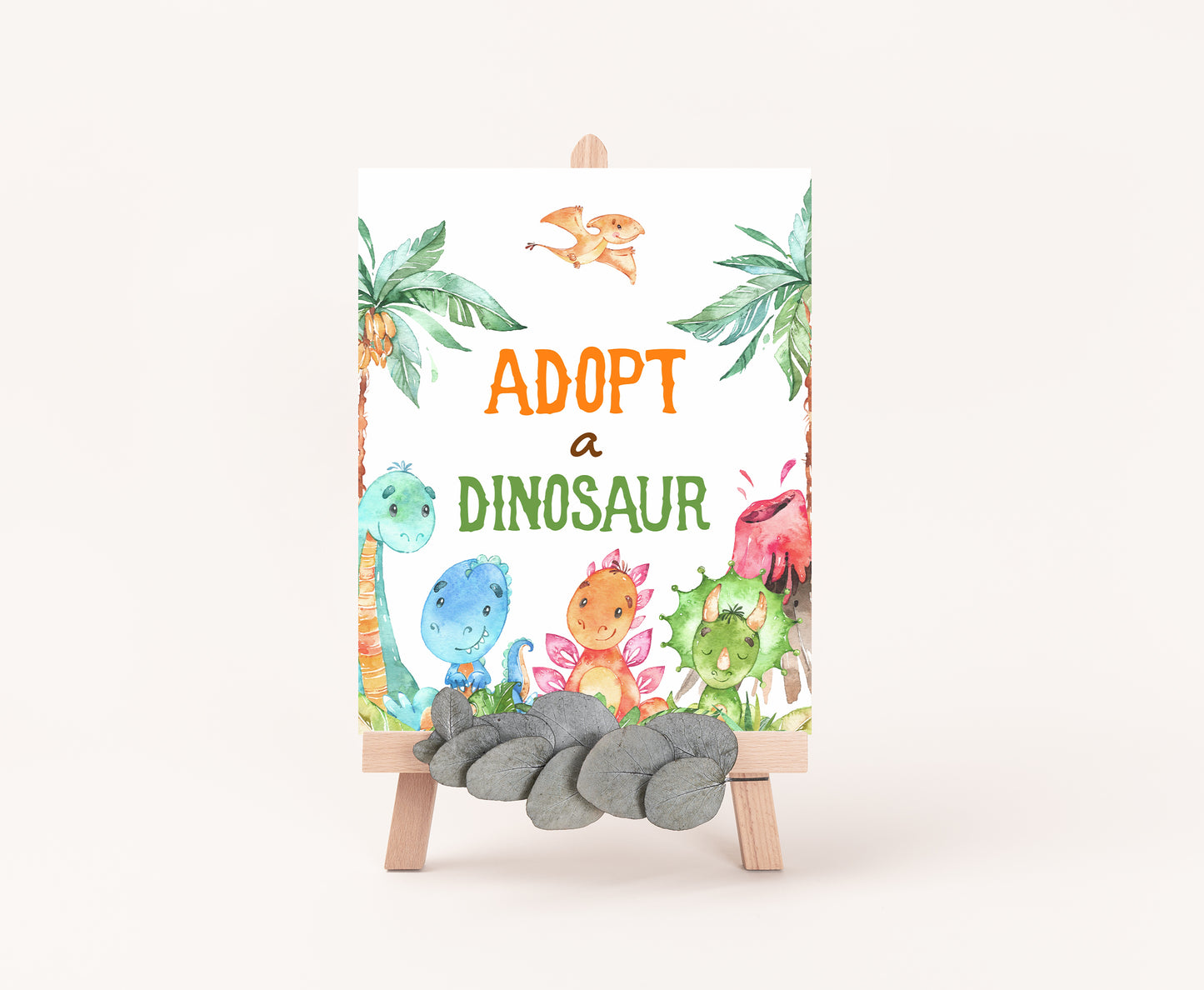 Adopt a Dinosaur table Sign | Dinosaur Themed Party Table Decorations - 08A