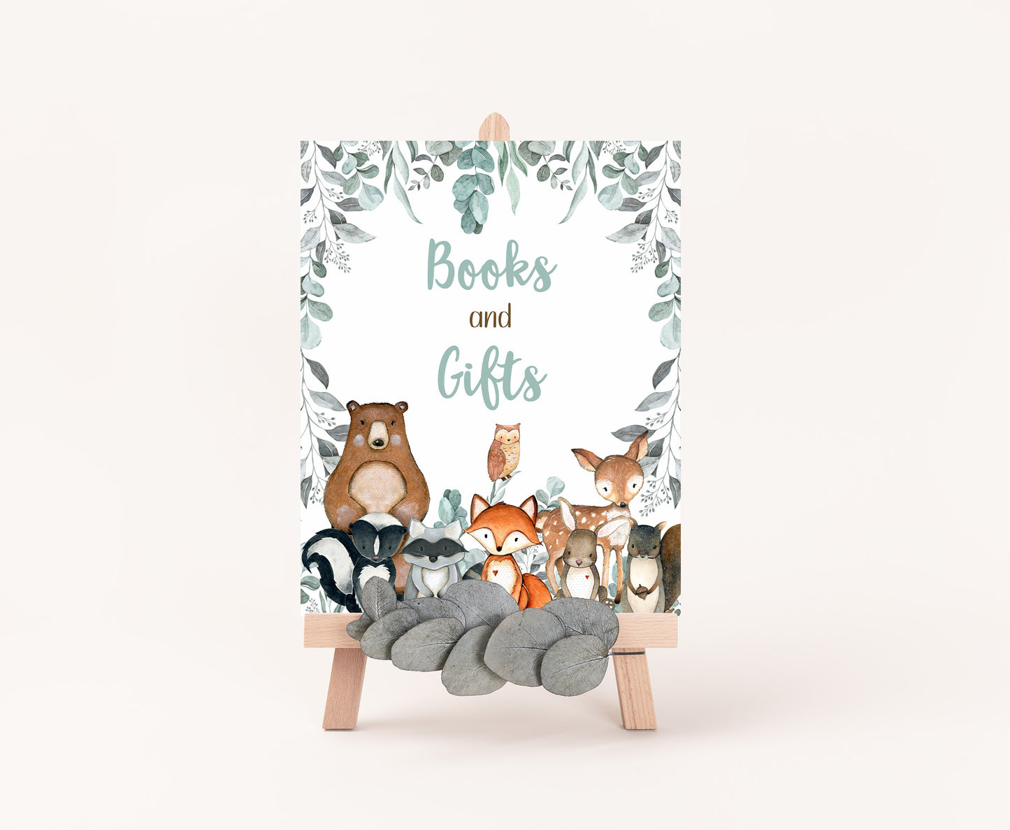 Woodland Books and Gifts Sign | Forest Themed Party Table Decorations - 47J1