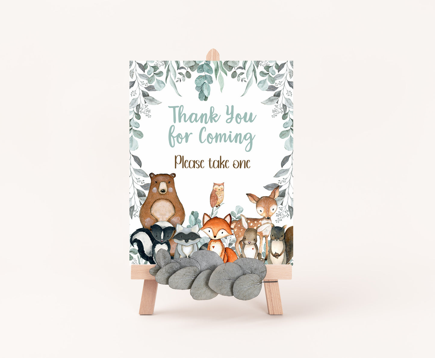 Woodland Thank You for Coming Sign | Forest Themed Party Table Decorations - 47J1