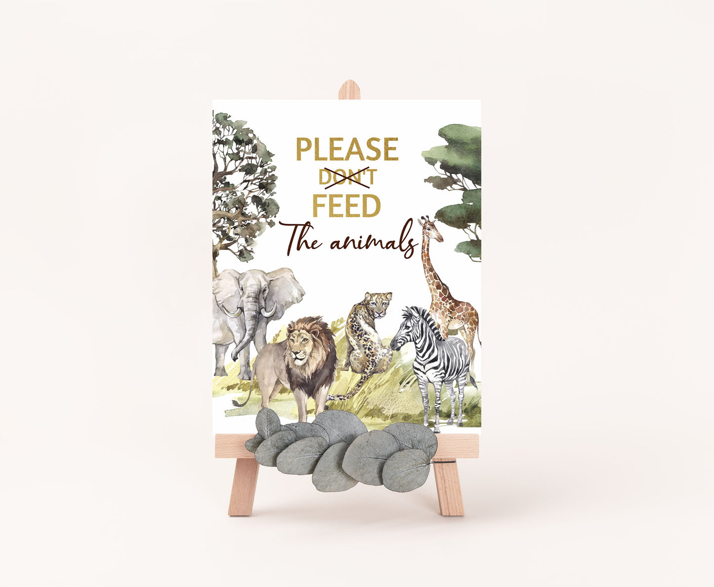 Safari Please Don't feed the animals table sign | Jungle Themed Party Table Decorations - 35I