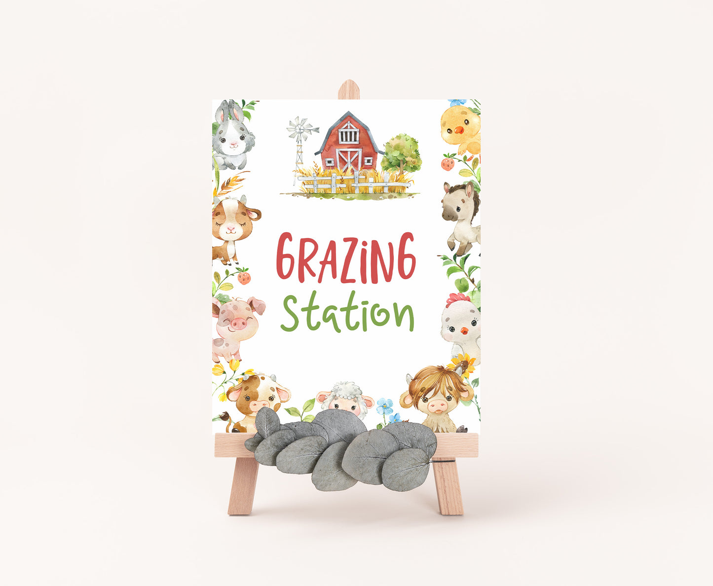 Grazing Station Sign Printable | Farm Party Table Decoration - 11d