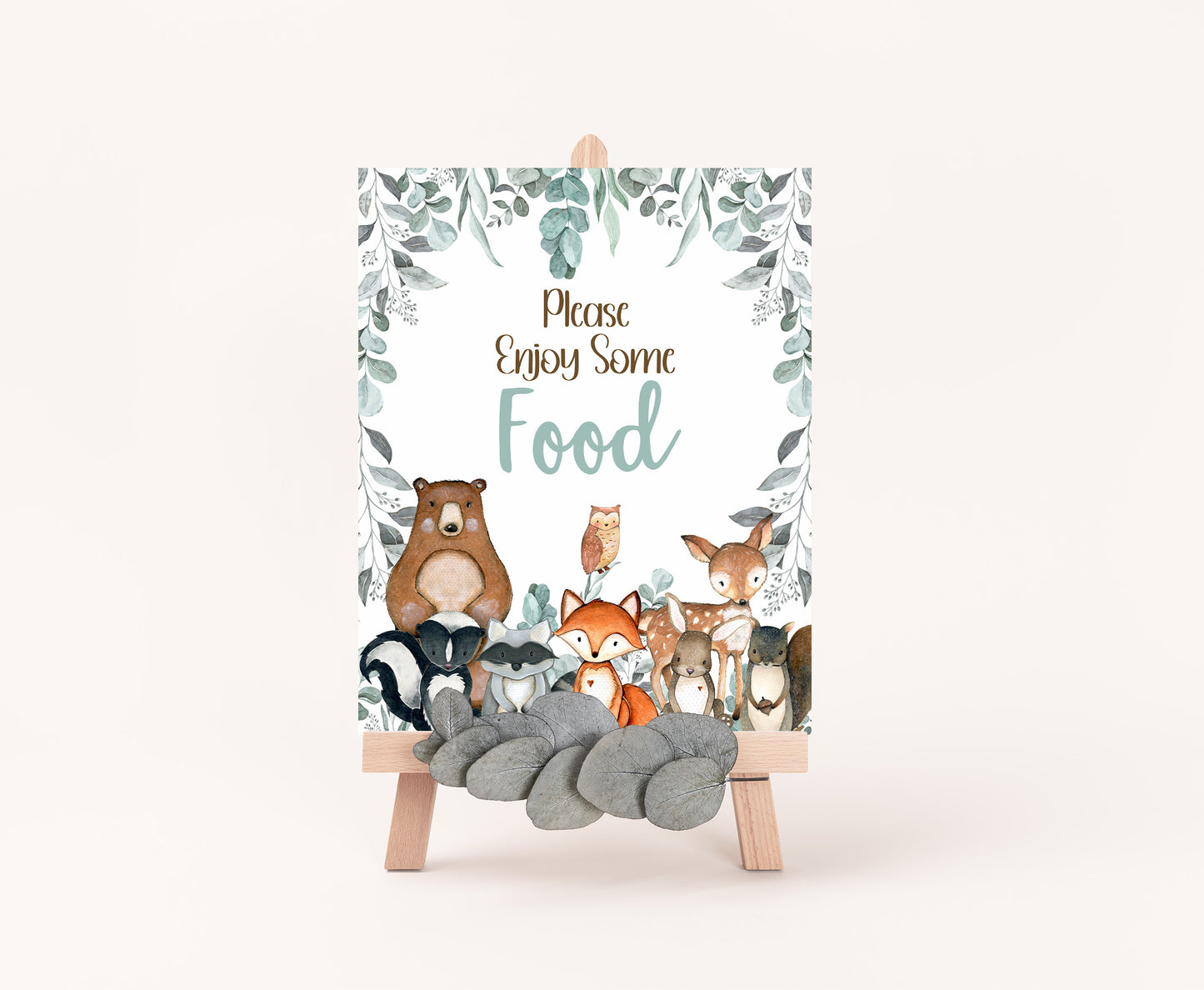 Woodland Please Enjoy Some Food Sign | Forest Themed Party Table Decorations - 47J1