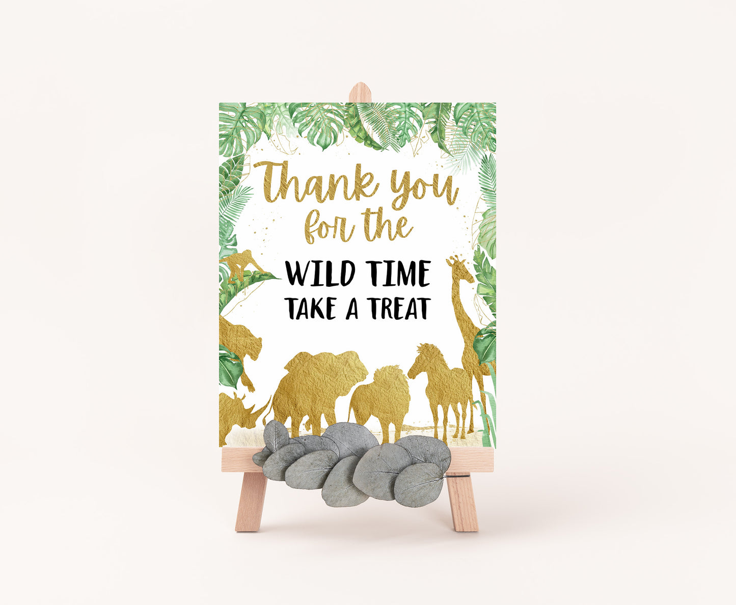 Safari Thank you for the wild time Sign | Jungle Themed Party Table Decorations - 35K
