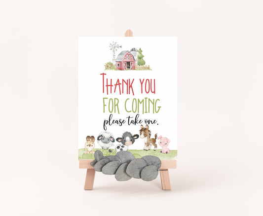 Thank You For Coming Sign Printable | Girl Farm Party Table Decoration - 11C1