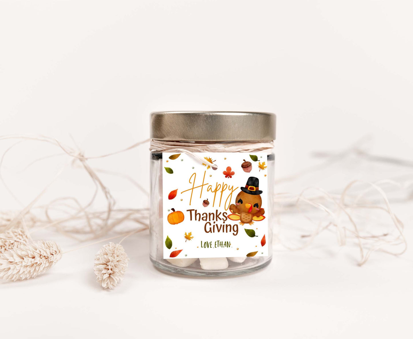 Editable Happy Thanksgiving Tags 2"x2" | Fall gift Tags- 118