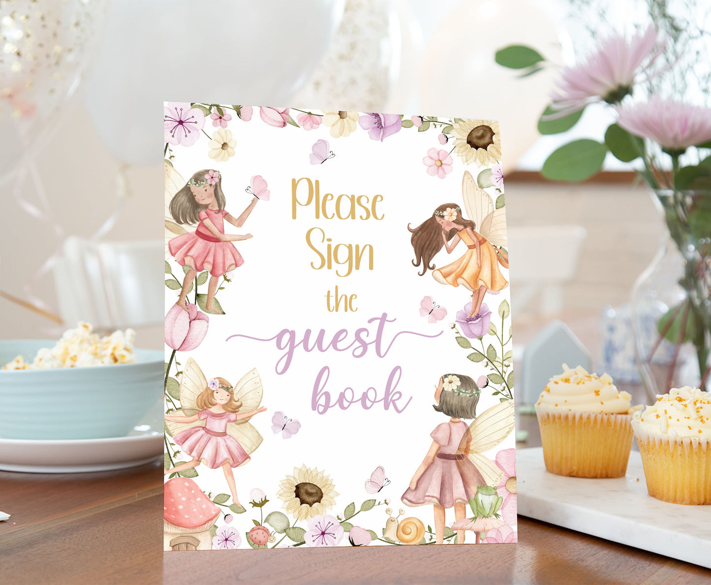 Fairy Guest Book Sign | Fairy Themed Party Table Decorations - 10A