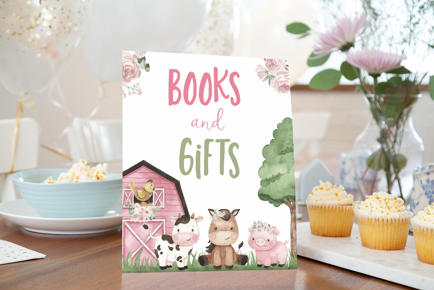 Book and Gifts Sign Printable | Floral Farm Baby Shower Decorations - 11A