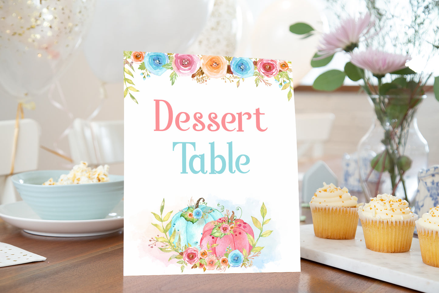 Pumpkin Dessert Table Sign Printable | Fall theme Gender Reveal Table Decoration - 30A