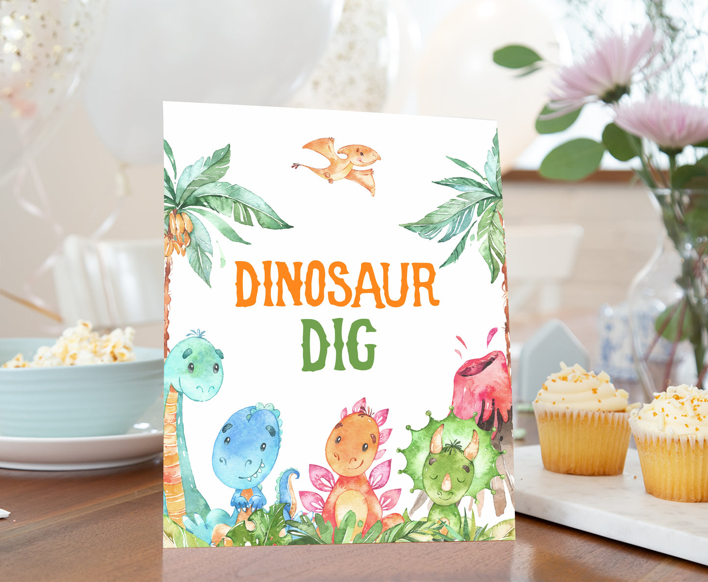 Dinosaur Dig Sign | Dinosaur Themed Party Table Decorations - 08A