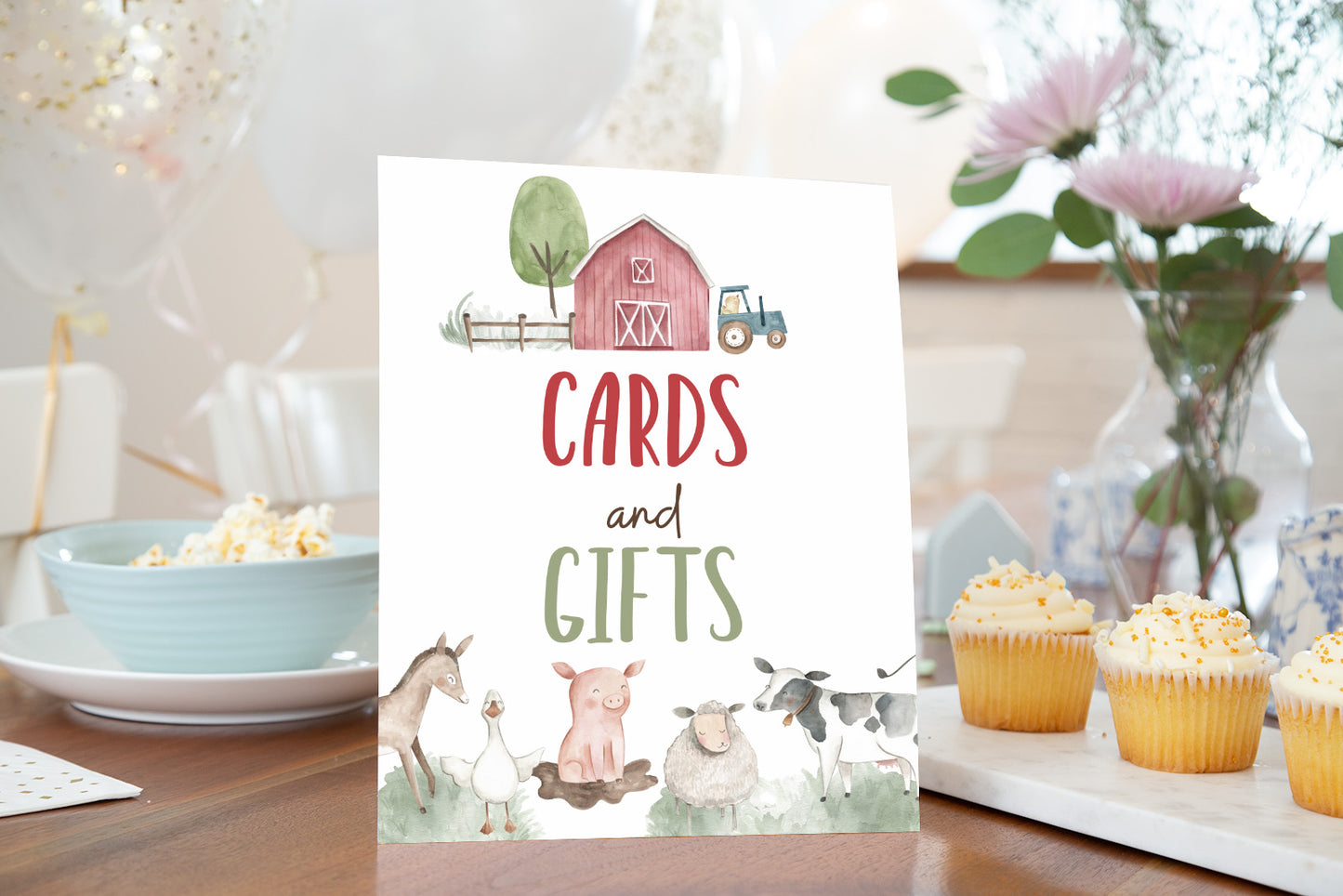 Cards and Gifts Sign | Farm Party Decorations - 11B