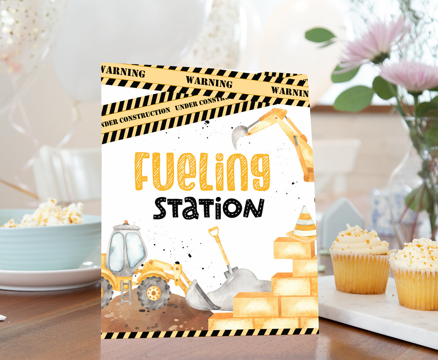 Fueling Station Table Sign Printable | Construction Party Table Decoration - 07A