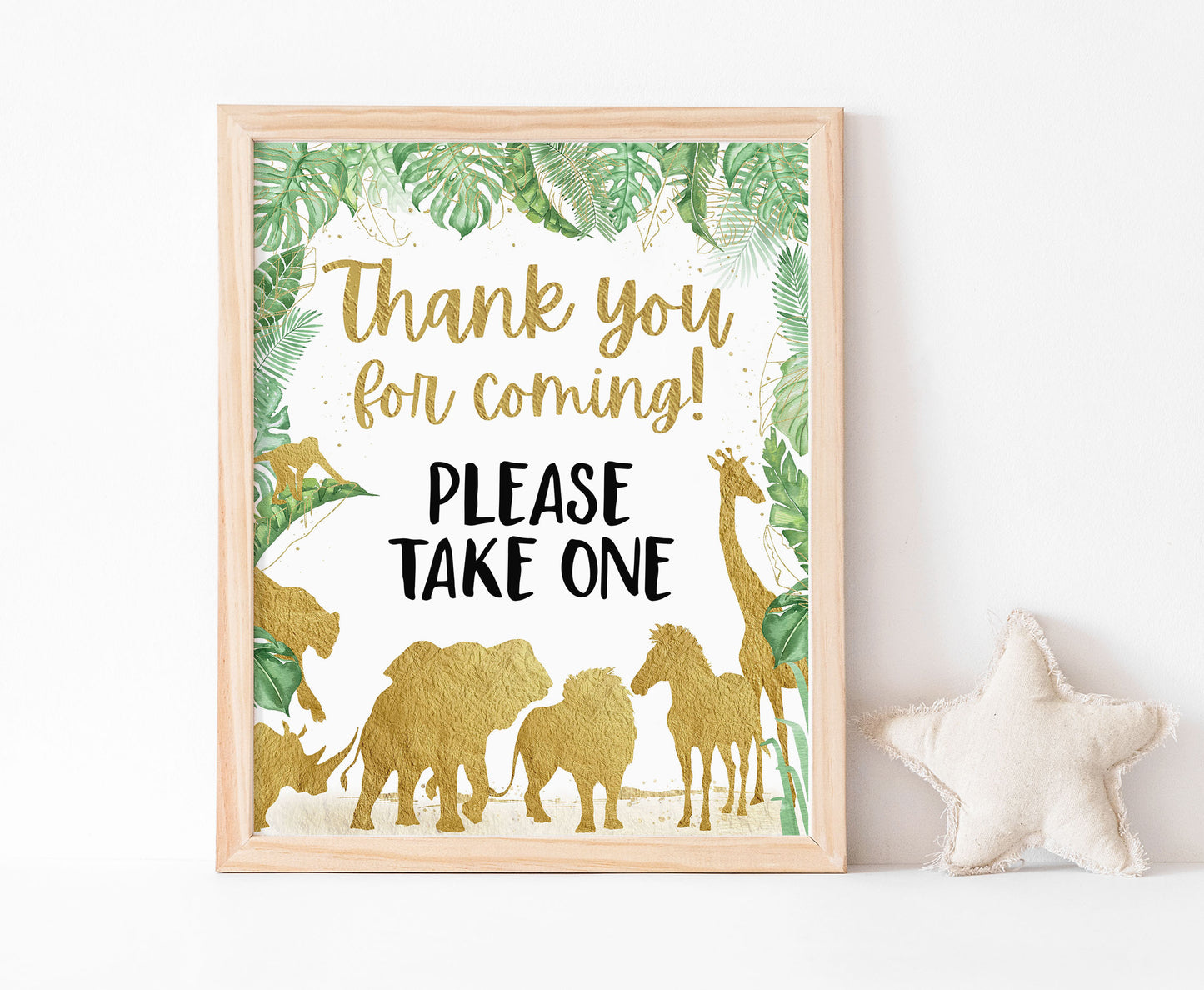 Safari Thank you for coming Sign | Jungle Themed Party Table Decorations - 35K
