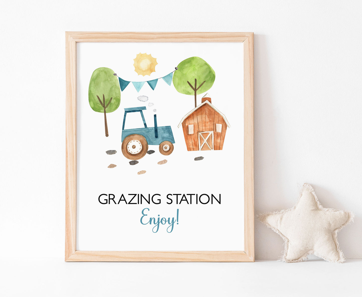 Tractor Grazing Station table Sign | Farm Party Decorations - 11F