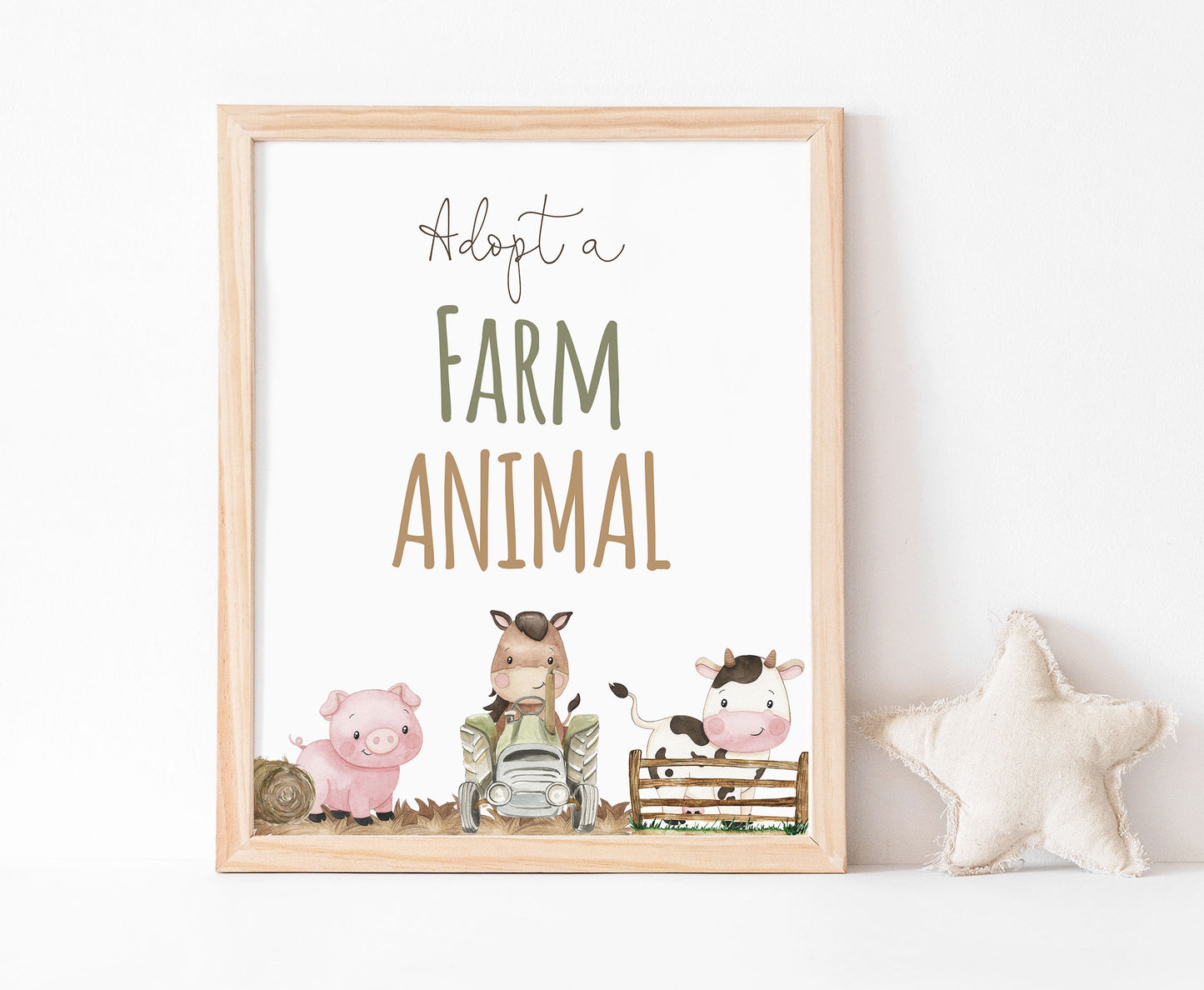 Adopt a Farm Animal Sign Printable | Farm Party Table Decoration - 11E