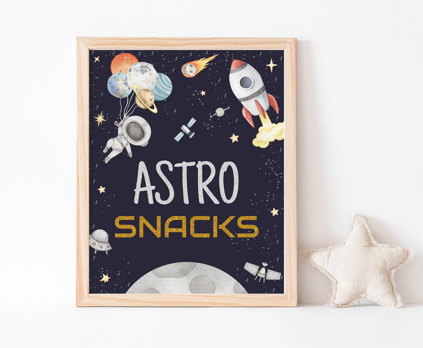 Astro Snacks Sign | Space Themed Party Table Decorations - 39C