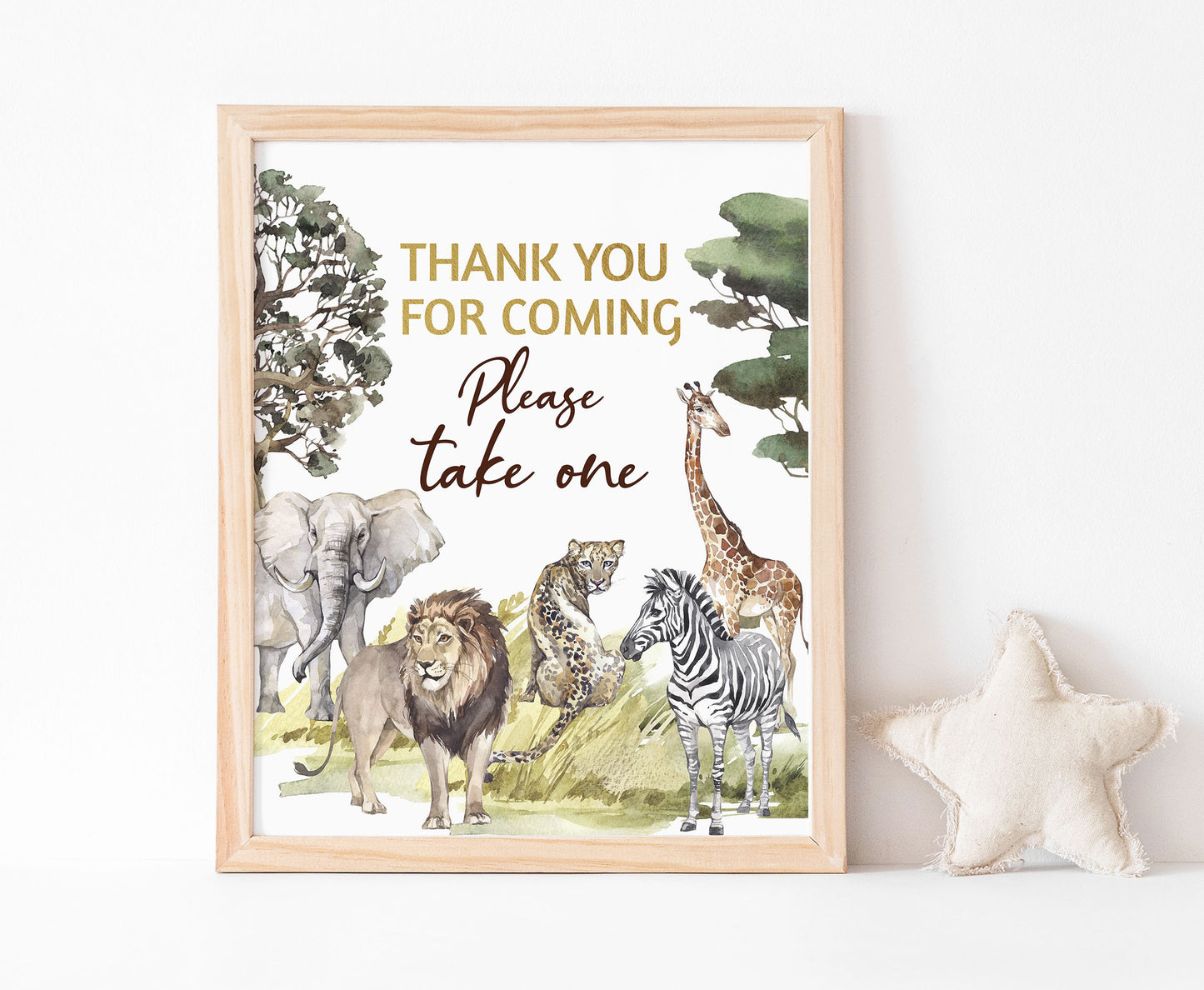 Safari Thank you for coming table sign | Jungle Themed Party Table Decorations - 35I