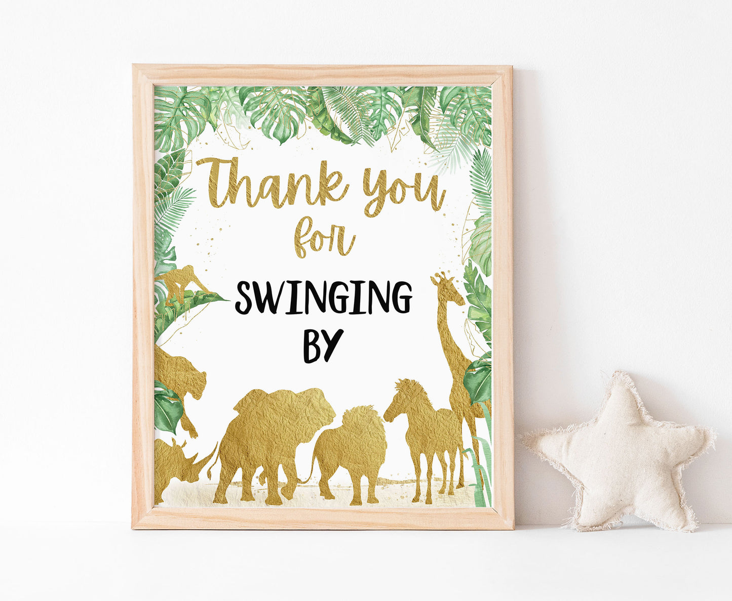 Safari Thank you for Swinging by Sign | Jungle Themed Party Table Decorations - 35K