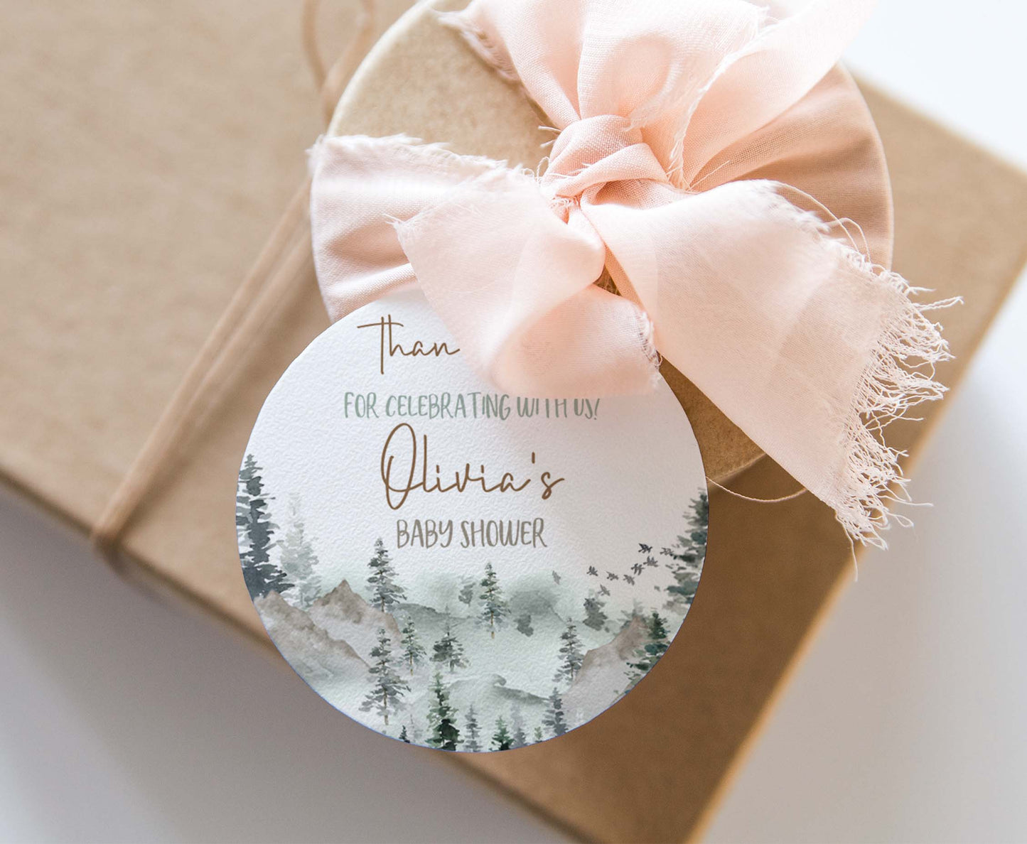 Woodland Baby Shower Thank you 2"x2"  Tag | Editable Forest Gift Tag - 47H