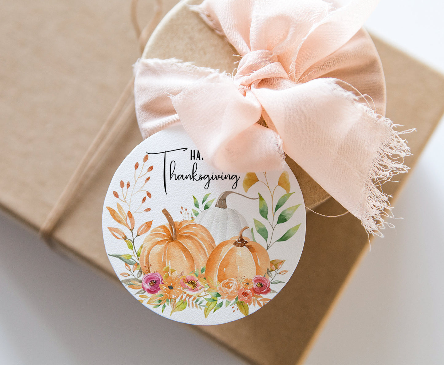 Happy Thanksgiving Tags 2"x2" | Pumpkin Favor Tags - 30