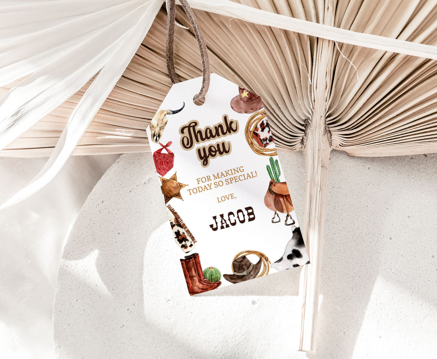 Editable Rodeo Thank you Tags | Cowboy Themed Party Favor Tags - 34A