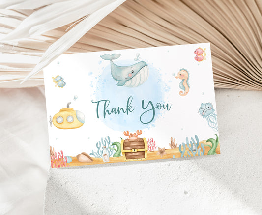 Under the Sea Thank You Card | Ocean Party Printables  - 44A