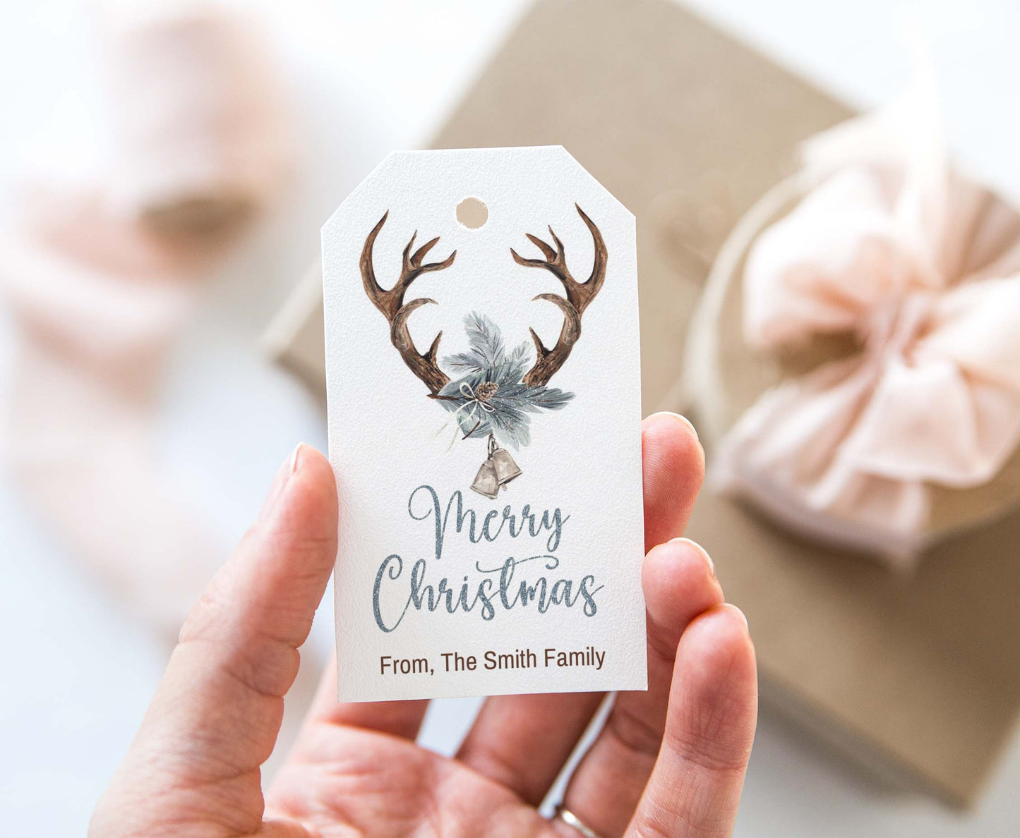 Editable Antler Gift Tags | Merry Christmas Tags