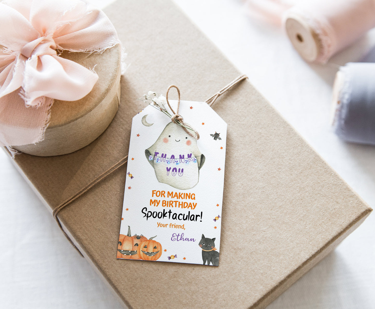Editable Halloween Thank You Tags | Ghost Gift Tags - 115L