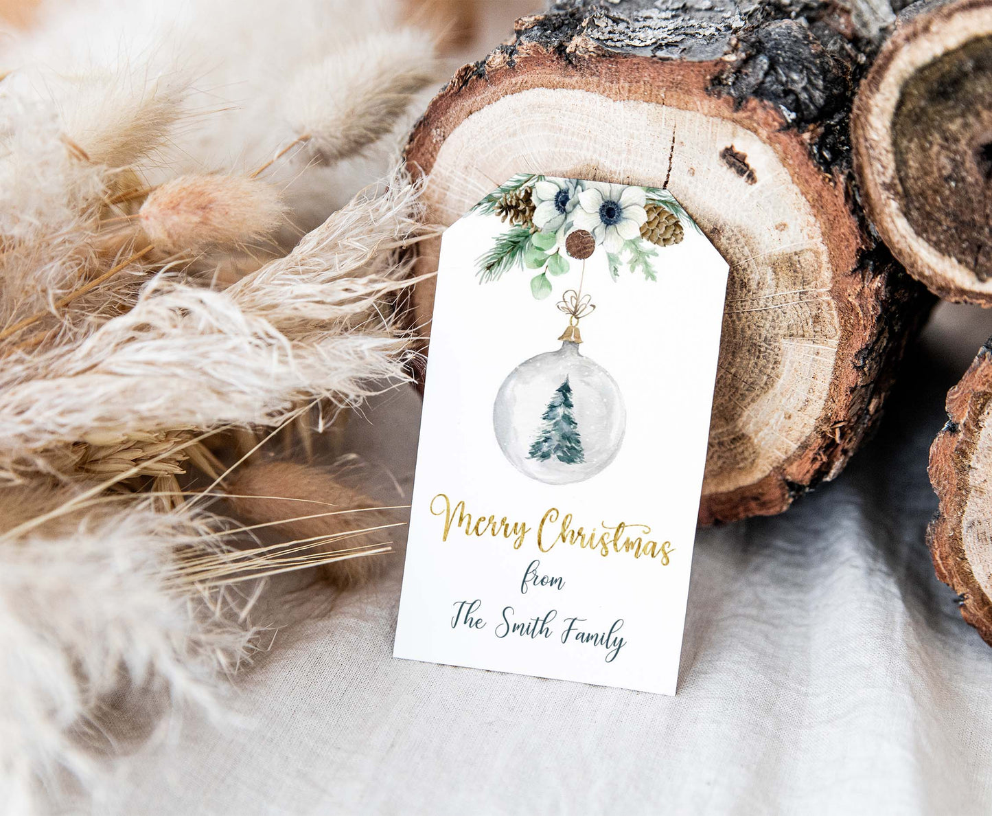 Editable Pine Tree Christmas Tags | Merry Christmas Gift Tag- 112