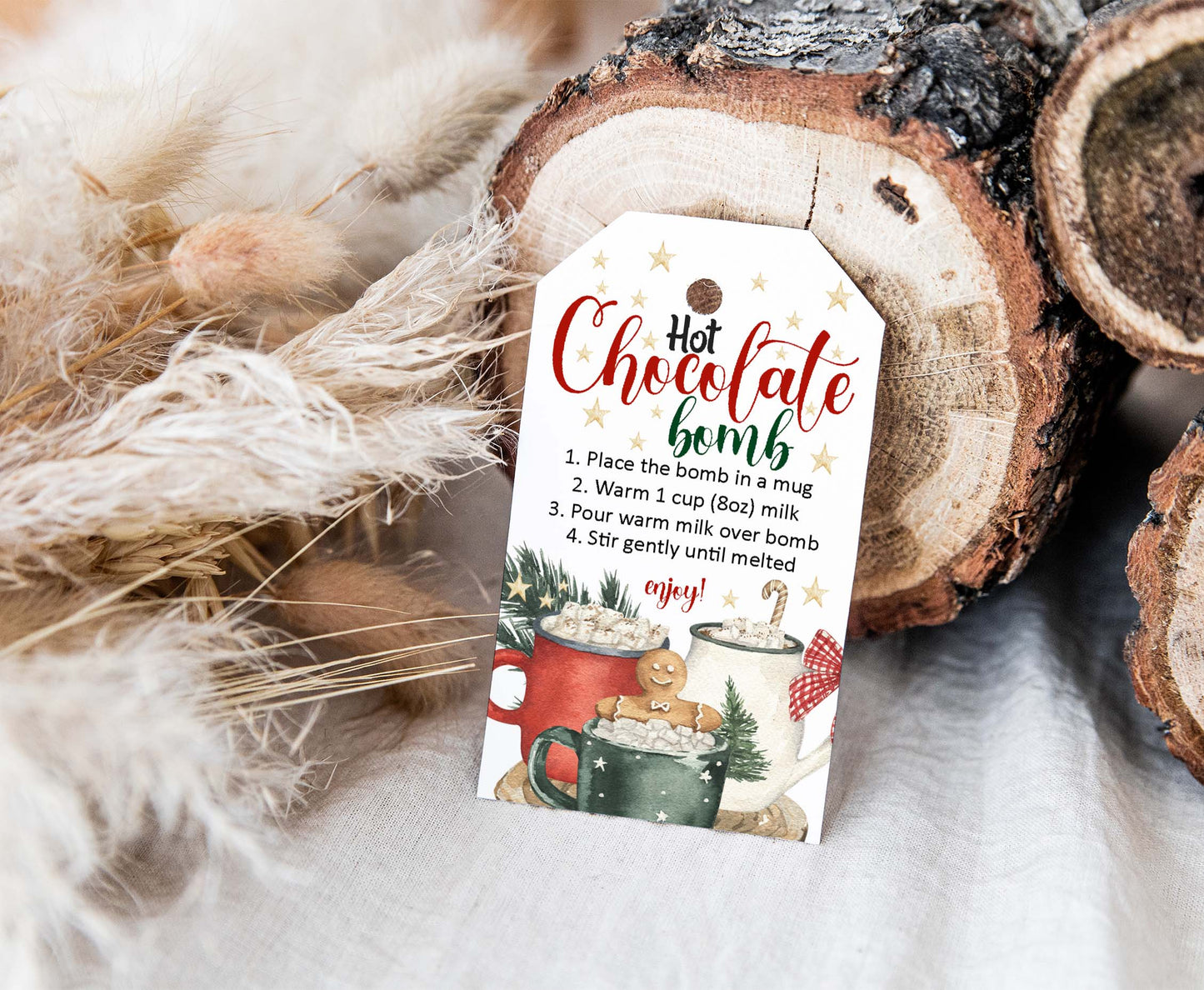 Hot cocoa Bomb Tags | Christmas Hot Chocolate Bomb Instructions Favor Tags - 112
