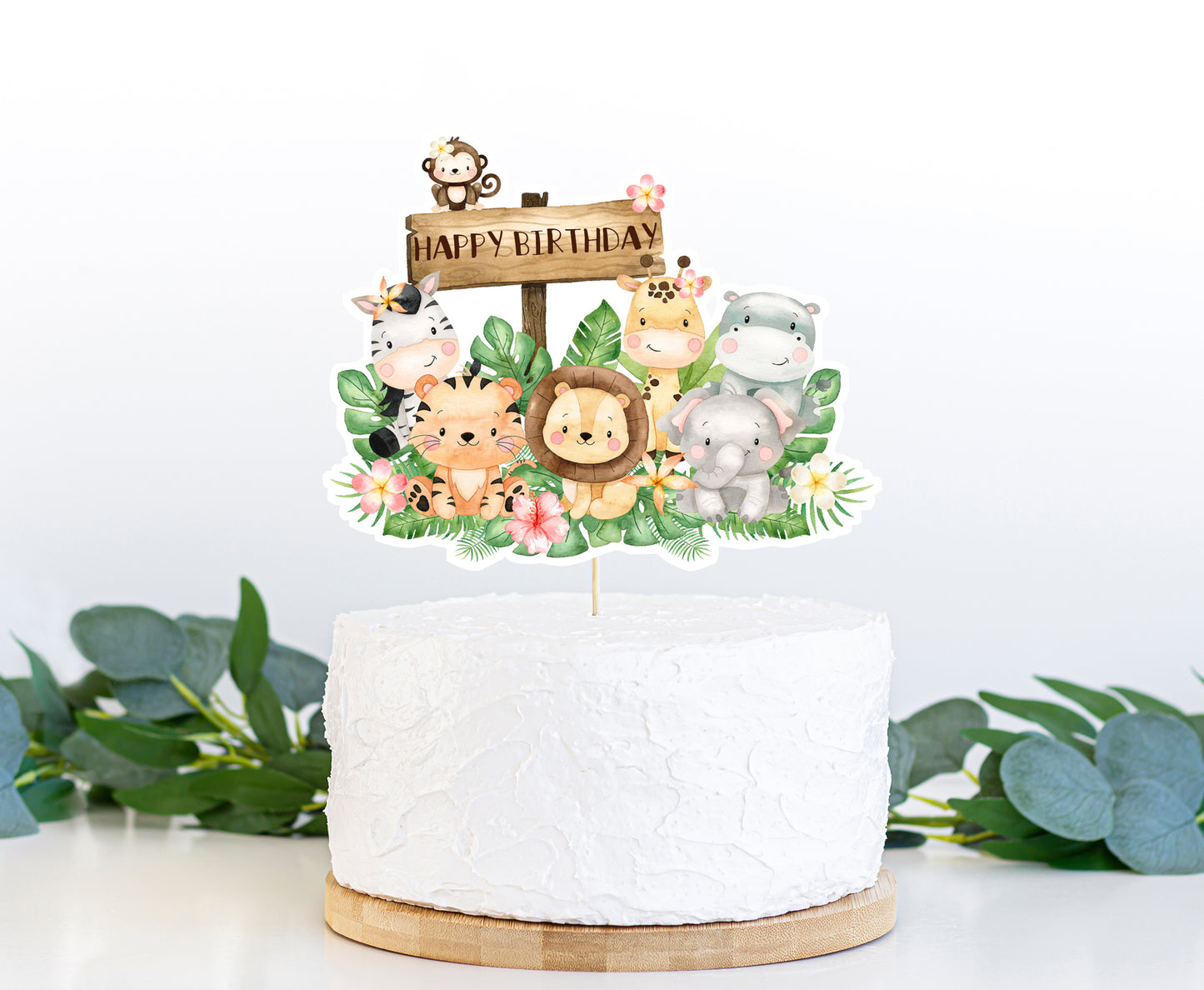 Girl Safari Birthday Cake topper | Jungle Animals Theme Party Decorations - 35E