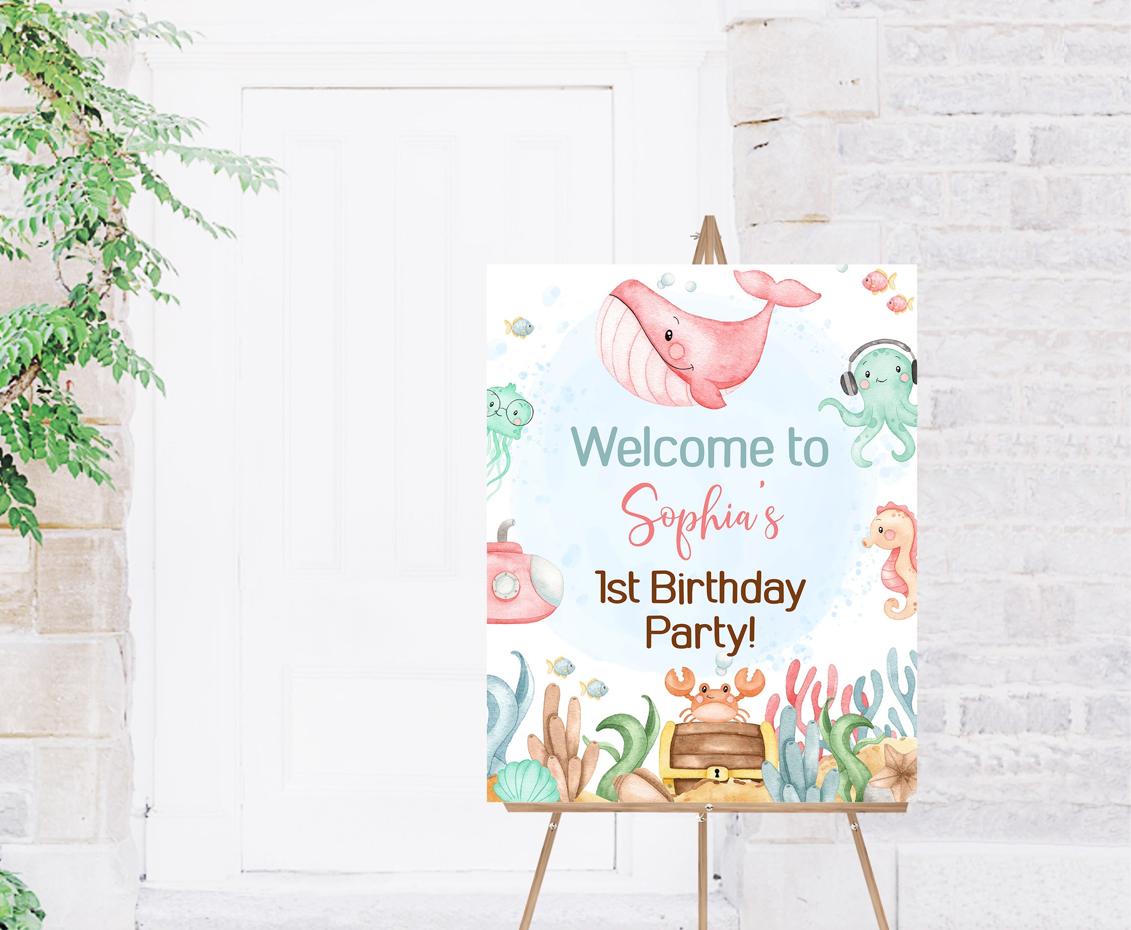 Baby on Board Welcome Sign Baby Shower Boy Under the Sea EDITABLE