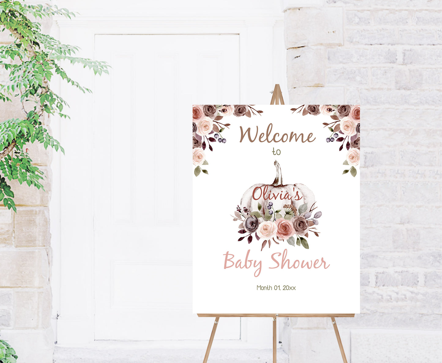 Editable Pumpkin Welcome Sign| Fall Baby Shower Decorations - 30I