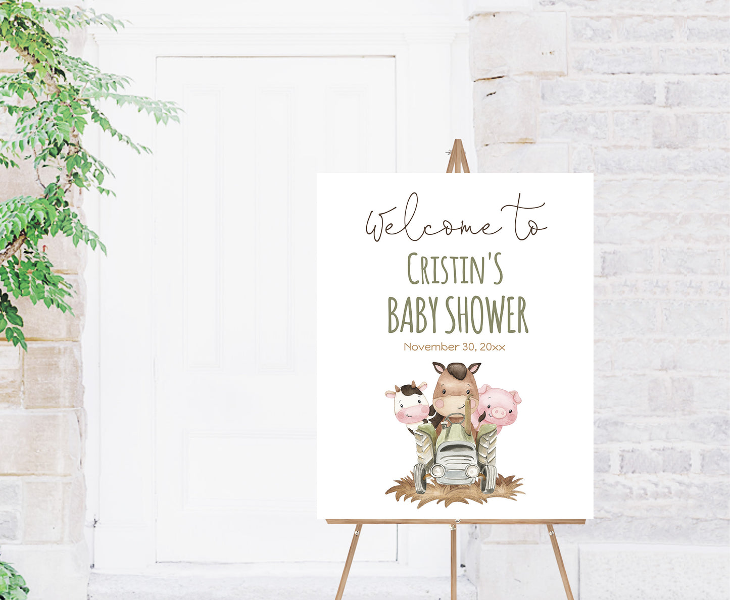 Editable Farm Welcome Sign | Farm Baby shower decorations - 11E