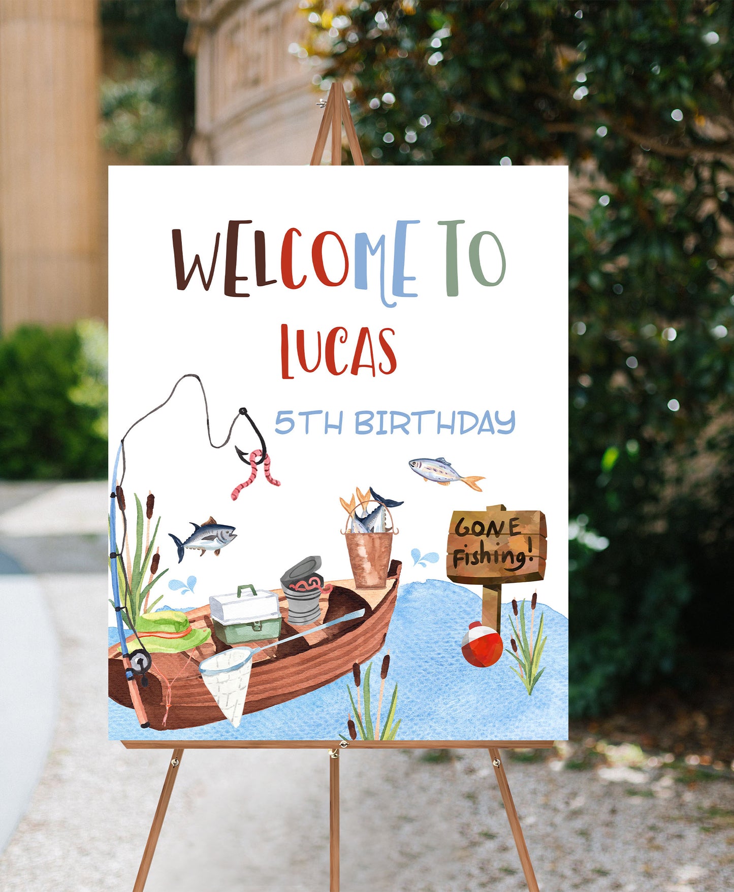 Editable Fishing Welcome Sign | Fishing birthday  party decorations - 97A