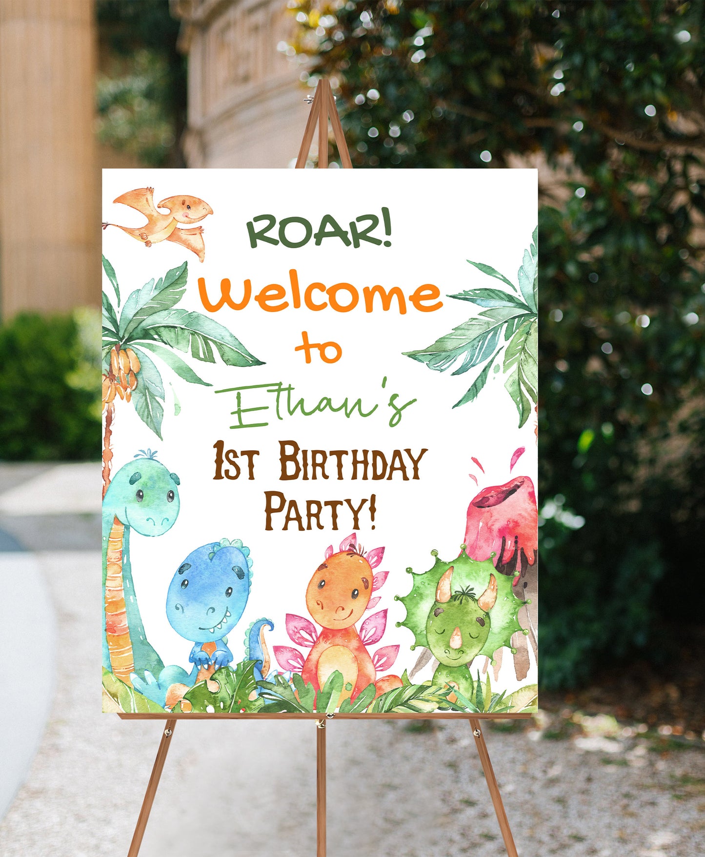 Editable Dinosaur Welcome Sign | Dino Birthday Party Decorations - 08A