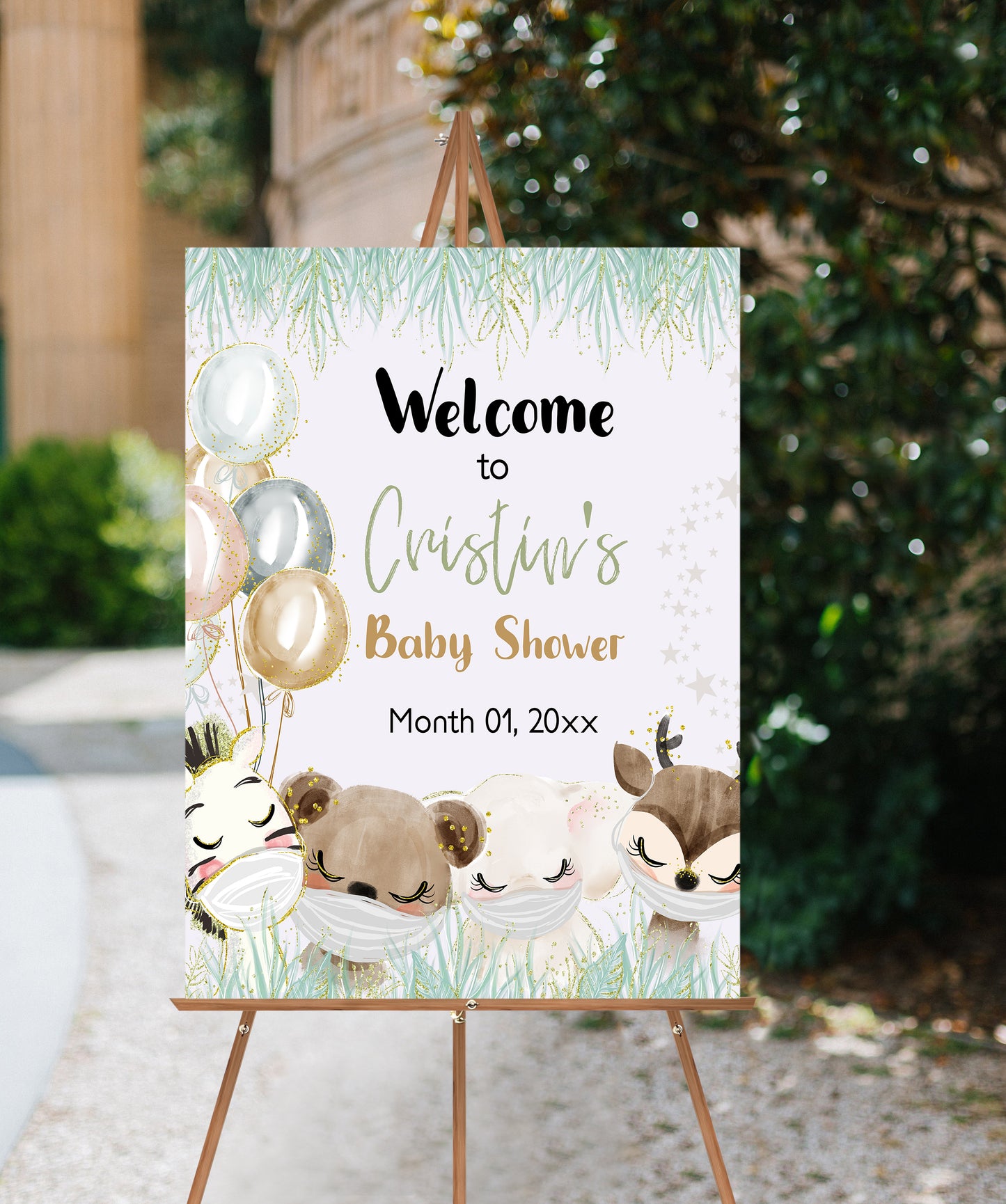 Editable Safari Baby Shower Welcome Sign | Jungle theme shower decorations - 35D