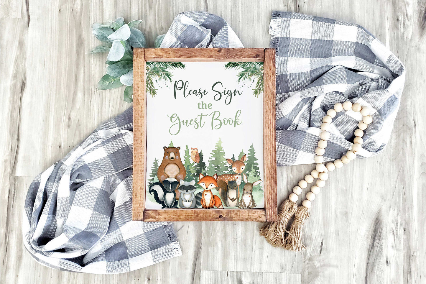 Woodland Guest Book Sign | Forest Animals Party Table Decorations - 47J2