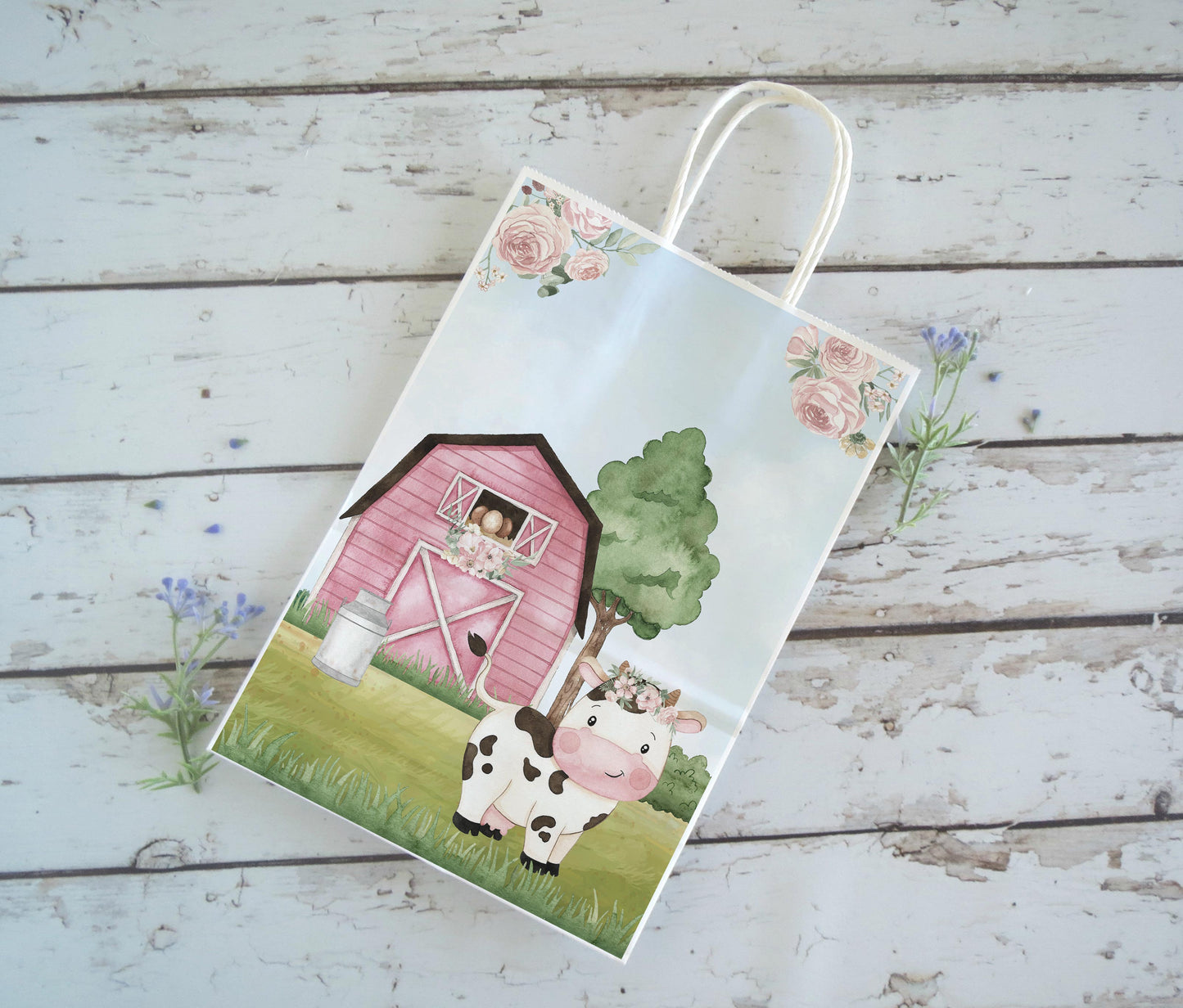 Cow Gift Bag Labels | Girl Farm Party Decorations - 11A