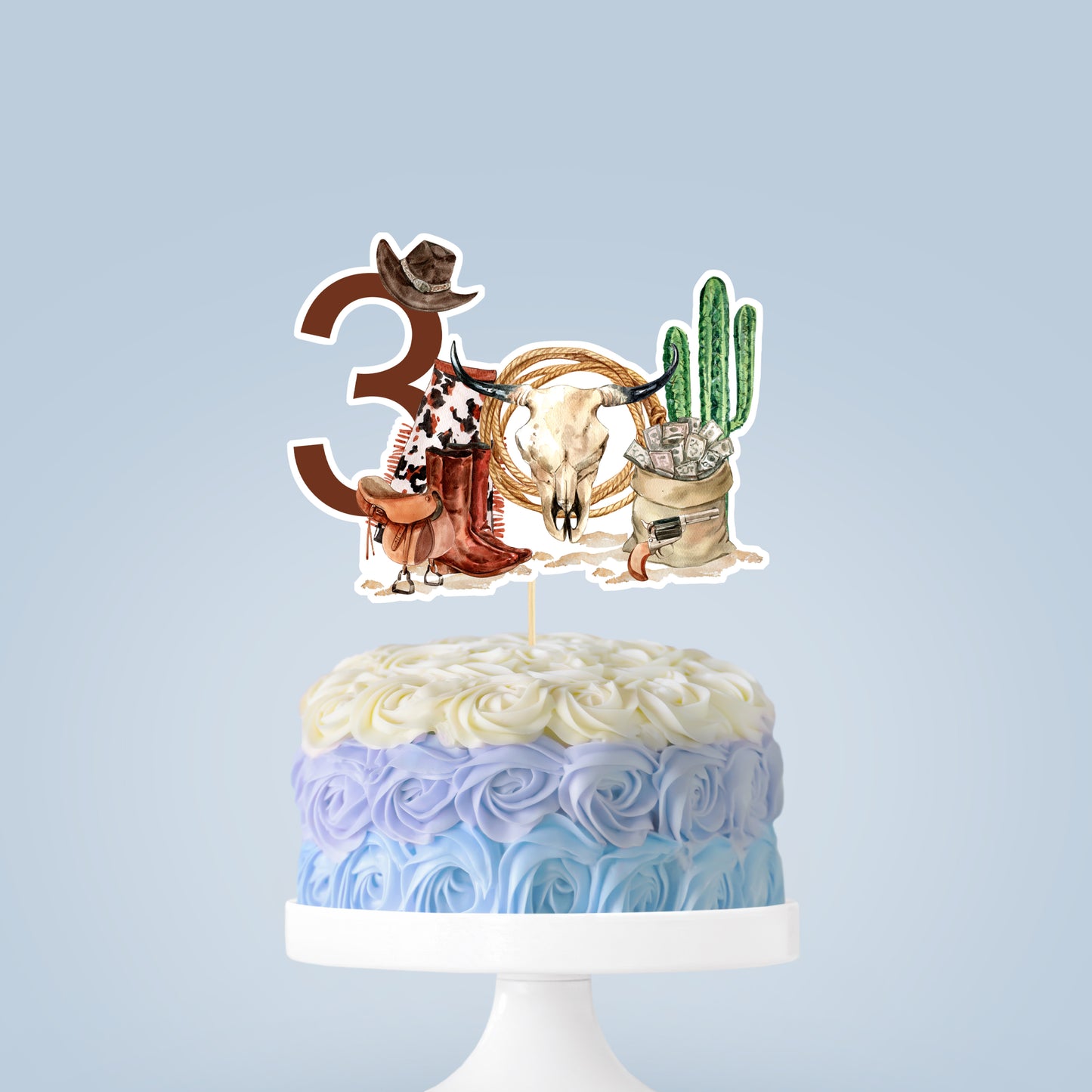 Rodeo Cake topper 3rd birthday | Cowboy Party Decorations - 34A