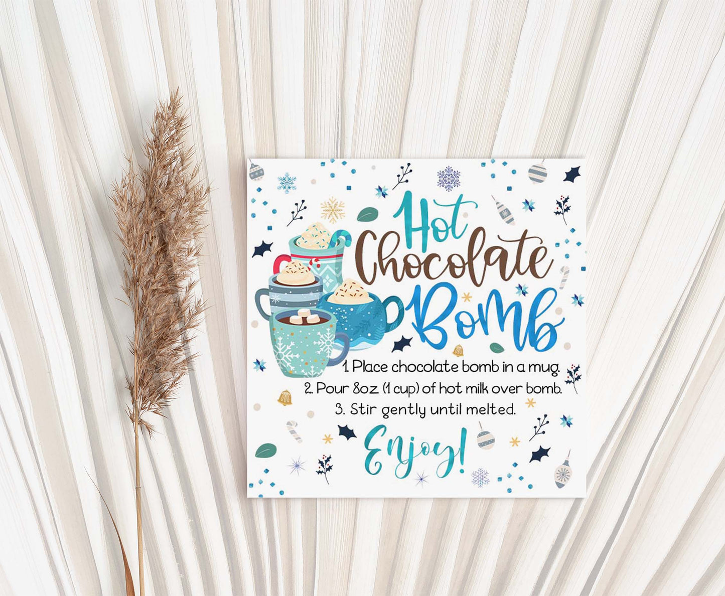 Hot Chocolate Bomb Tags 2"x2" | Christmas Hot Cocoa Gift Tags  - 112