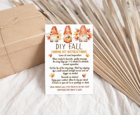 Fall Diy Cookie Kit Instructions Card | Autumn Gnomes Printable Cards - 118